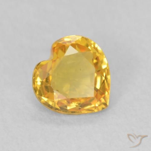 0.38 ct Golden Sapphire Stone, Natural Sapphire in Heart Facet Shape for Sale