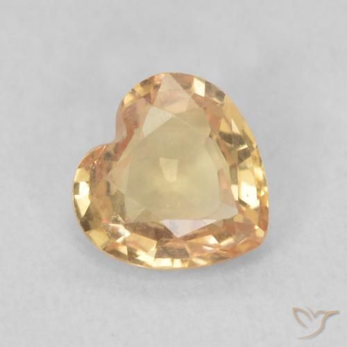 0.48ct Natural Light Peachy Golden Sapphire, Heart, VS