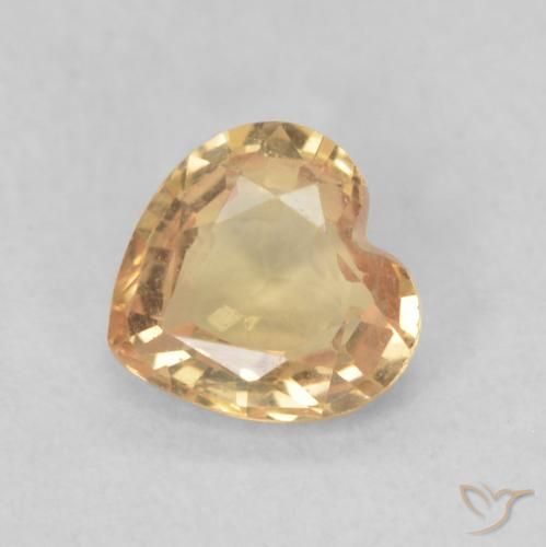 0.48 ct Golden Sapphire Stone, Natural Sapphire in Heart Facet Shape for Sale