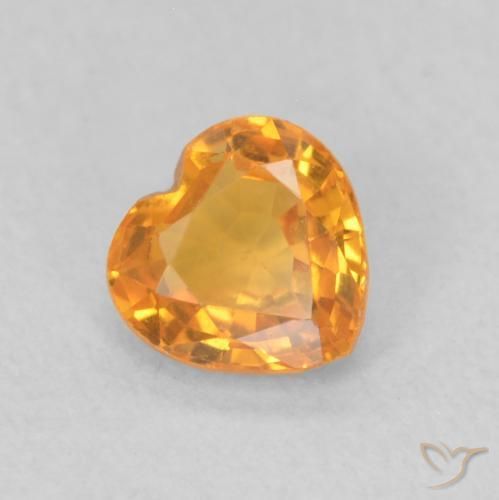 0.44 ct Golden Sapphire Stone, Natural Sapphire in Heart Facet Shape for Sale