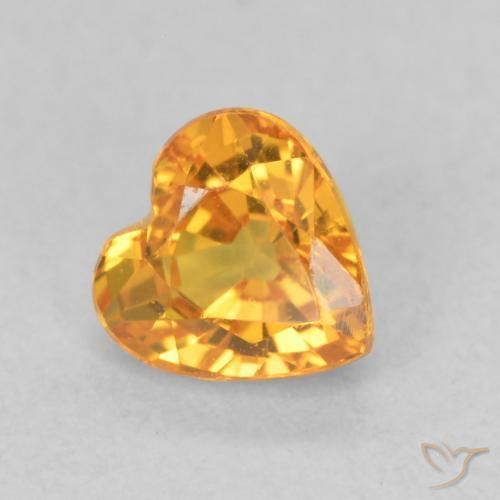 0.61 ct Golden Sapphire Stone, Natural Sapphire in Heart Facet Shape for Sale