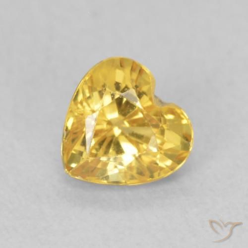0.52 ct Golden Sapphire Stone, Natural Sapphire in Heart Facet Shape for Sale
