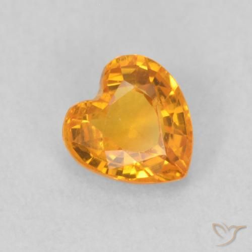 0.42 ct Golden Sapphire Stone, Natural Sapphire in Heart Facet Shape for Sale