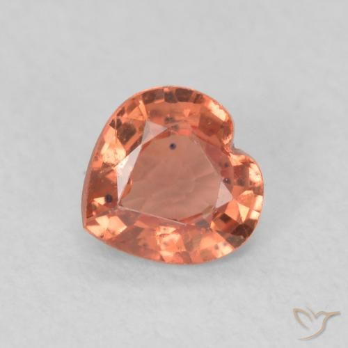 0.36ct Natural Orange Red Sapphire, Heart, VS