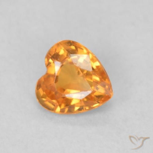 0.35ct Natural Medium Orange Sapphire, Heart, VS
