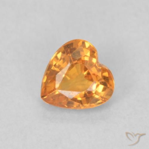 0.35 ct Orange Sapphire Stone, Natural Sapphire in Heart Facet Shape for Sale