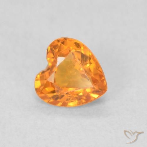 0.38 ct Orange Sapphire Stone, Natural Sapphire in Heart Facet Shape for Sale