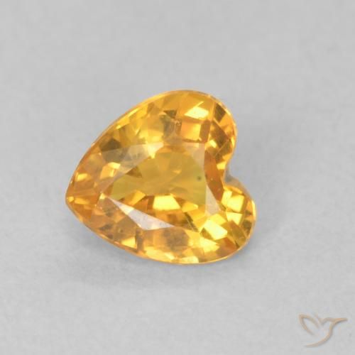 0.47ct Natural Deep Golden Orange Sapphire, Heart, VVS-VS