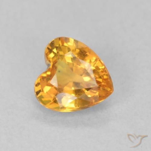 0.47 ct Golden Sapphire Stone, Natural Sapphire in Heart Facet Shape for Sale
