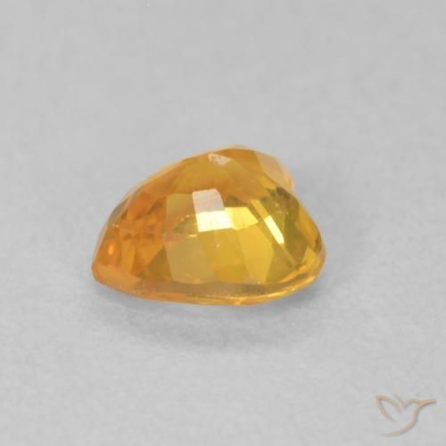 Sapphire Gemstone in 4.6 x 4.4 mm Size for Sale, Sapphire Stone in Deep Golden Orange Color