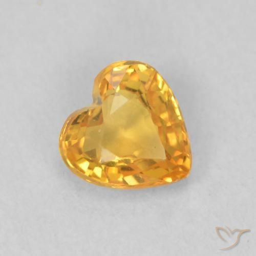 0.46 ct Golden Sapphire Stone, Natural Sapphire in Heart Facet Shape for Sale