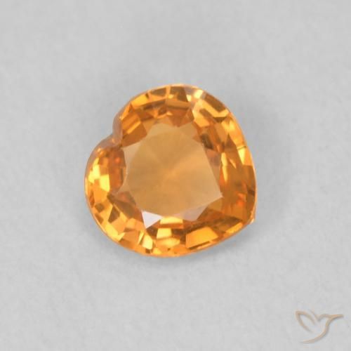 0.36 ct Orange Sapphire Stone, Natural Sapphire in Heart Facet Shape for Sale