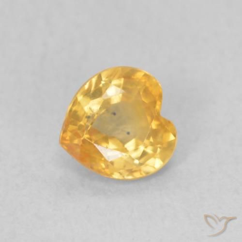 0.44 ct Golden Sapphire Stone, Natural Sapphire in Heart Facet Shape for Sale