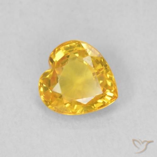 0.43 ct Golden Sapphire Stone, Natural Sapphire in Heart Facet Shape for Sale
