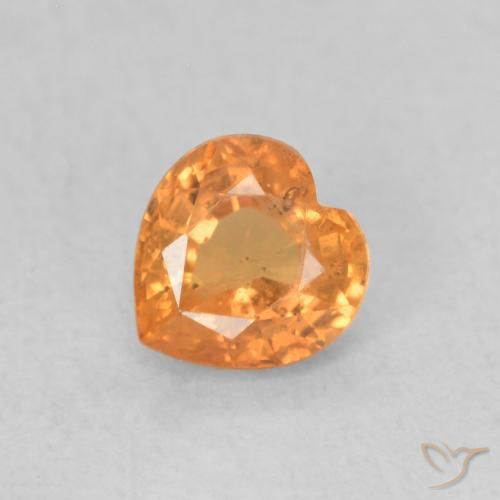 0.48ct Natural Bright Orange Sapphire, Heart, VS