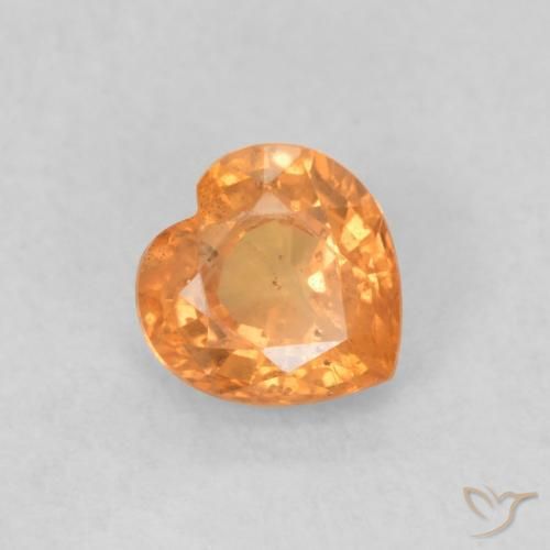 0.48 ct Orange Sapphire Stone, Natural Sapphire in Heart Facet Shape for Sale