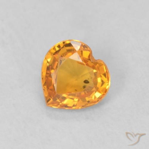 0.40ct Natural Intense Orange Sapphire, Heart, VS
