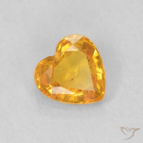 0.48 ct Orange Sapphire Stone, Natural Sapphire in Heart Facet Shape for Sale