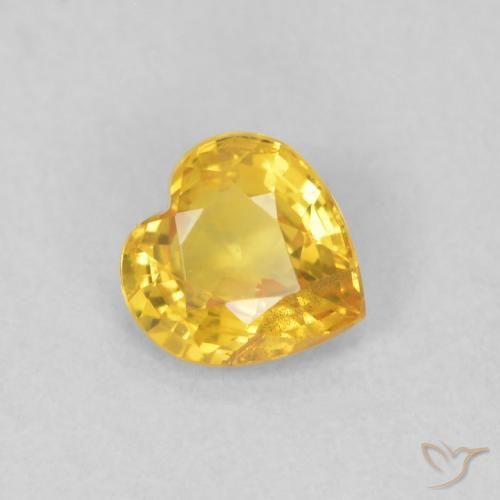0.41 ct Golden Sapphire Stone, Natural Sapphire in Heart Facet Shape for Sale
