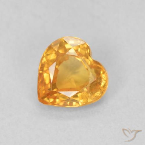 0.47ct Natural Orange-Gold Sapphire, Heart, VS