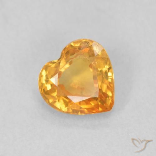 0.47 ct Golden Sapphire Stone, Natural Sapphire in Heart Facet Shape for Sale