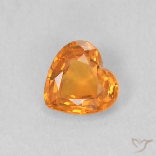0.37ct Natural Medium Orange Sapphire, Heart, VVS-VS