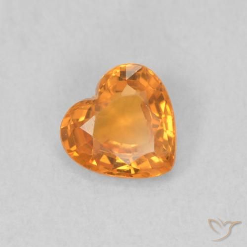 0.37 ct Orange Sapphire Stone, Natural Sapphire in Heart Facet Shape for Sale