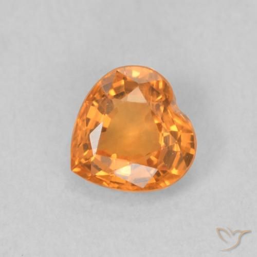 0.46ct Natural Medium Orange Sapphire, Heart, VVS-VS
