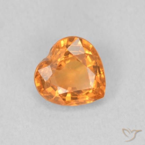 0.46 ct Orange Sapphire Stone, Natural Sapphire in Heart Facet Shape for Sale