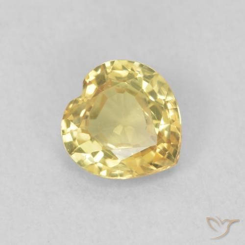0.45 ct Yellow Sapphire Stone, Natural Sapphire in Heart Facet Shape for Sale