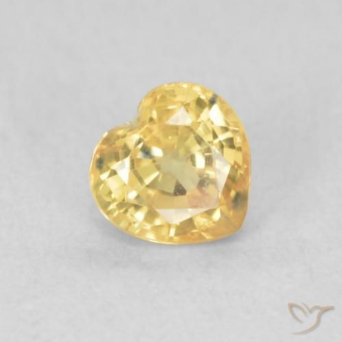 0.54 ct Golden Sapphire Stone, Natural Sapphire in Heart Facet Shape for Sale