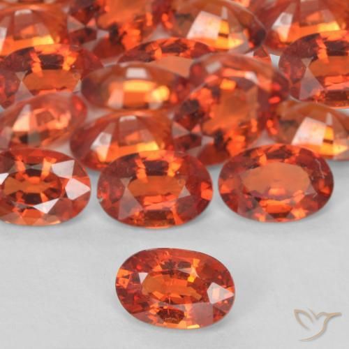 5.27 ctw Orange Sapphire Stones, Natural Sapphire in Oval Facet Shape for Sale