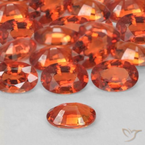 Sapphire Gemstones in 6 x 4 mm (calibrated) Size for Sale, Sapphire Stones in Fire Orange Color