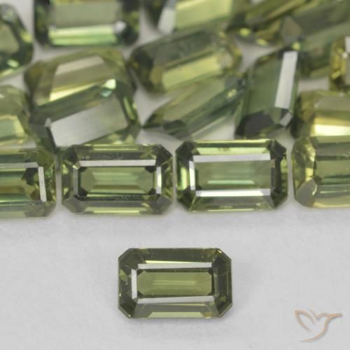 0.45ct Natural Warm Green Sapphire, Emerald Cut, VS