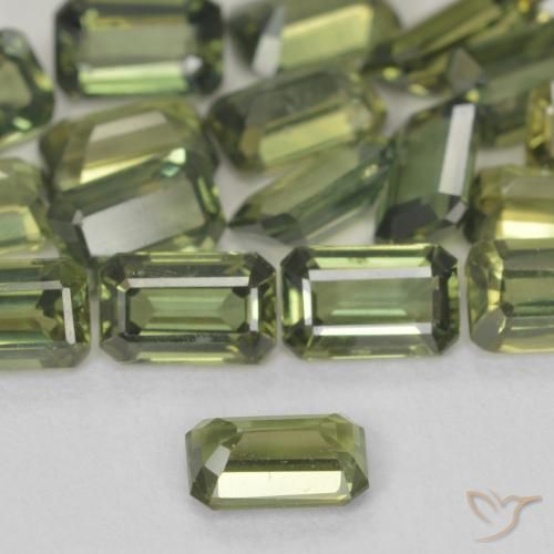 Sapphire Gemstones in 5.2 x 3.3 mm Size for Sale, Sapphire Stones in Warm Green Color
