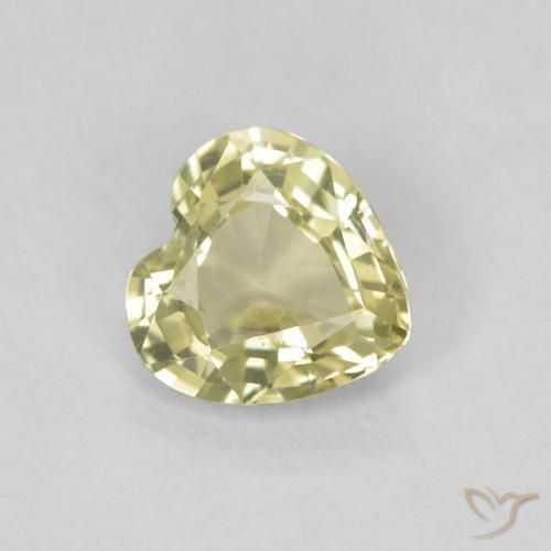 0.72ct Natural Light Greenish Yellow Sapphire, Heart, VVS-VS