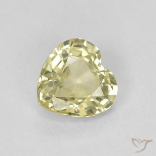 0.72 ct Yellow Sapphire Stone, Natural Sapphire in Heart Facet Shape for Sale