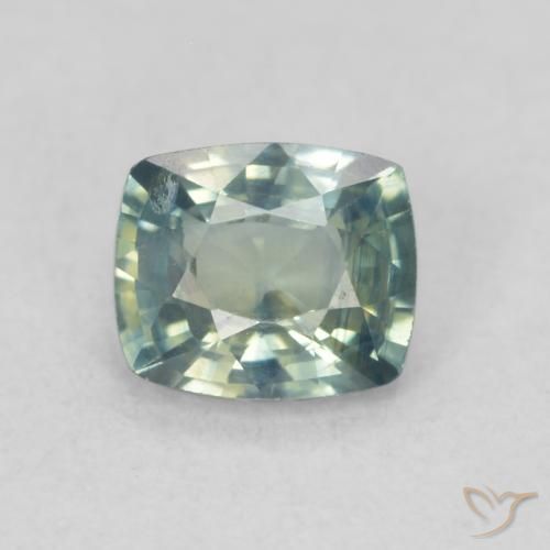 0.67ct Natural Medium Green Sapphire, Cushion, VS