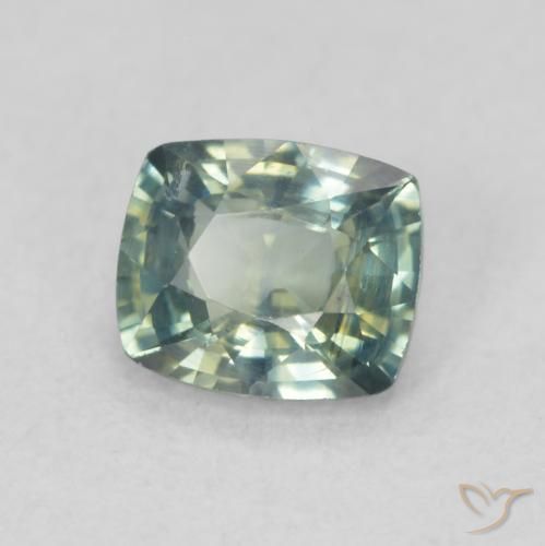 0.67 ct Green Sapphire Stone, Natural Sapphire in Cushion-Cut Shape for Sale