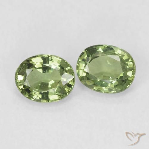 0.83 ctw Green Sapphire Stones, Natural Sapphire in Oval Facet Shape for Sale