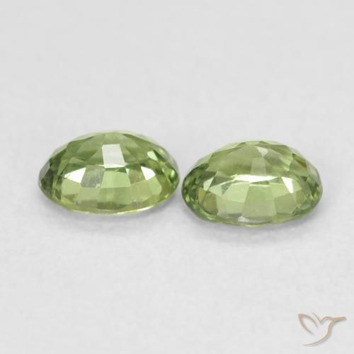 Sapphire Gemstones in 5 x 4 mm (calibrated) Size for Sale, Sapphire Stones in Warm Green Color