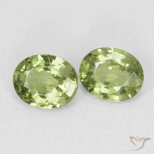 0.87 ctw Green Sapphire Stones, Natural Sapphire in Oval Facet Shape for Sale