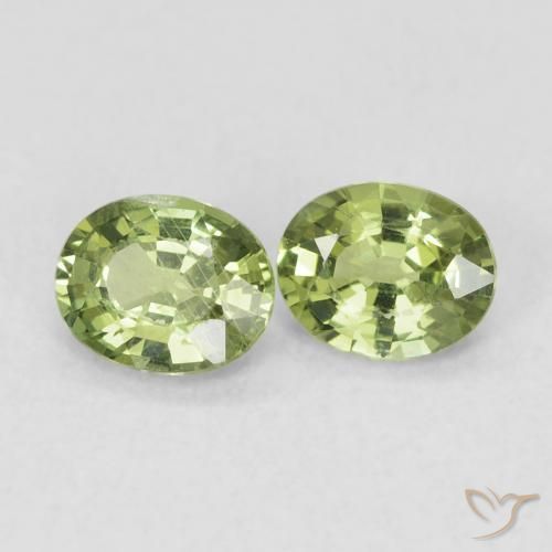 0.74 ctw Green Sapphire Stones, Natural Sapphire in Oval Facet Shape for Sale
