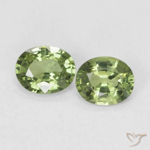0.74 ctw Green Sapphire Stones, Natural Sapphire in Oval Facet Shape for Sale