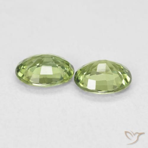 Sapphire Gemstones in 5 x 4 mm (calibrated) Size for Sale, Sapphire Stones in Warm Green Color