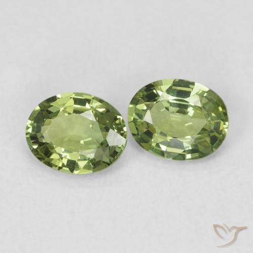 0.70 ctw Green Sapphire Stones, Natural Sapphire in Oval Facet Shape for Sale