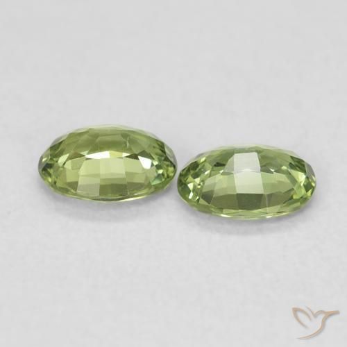 Sapphire Gemstones in 5 x 4 mm (calibrated) Size for Sale, Sapphire Stones in Warm Green Color