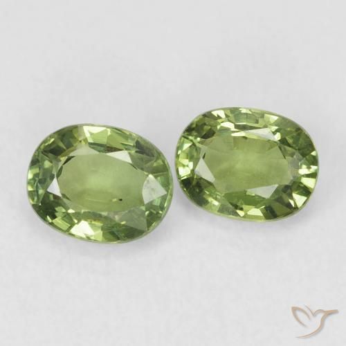 1.05 ctw Green Sapphire Stones, Natural Sapphire in Oval Facet Shape for Sale