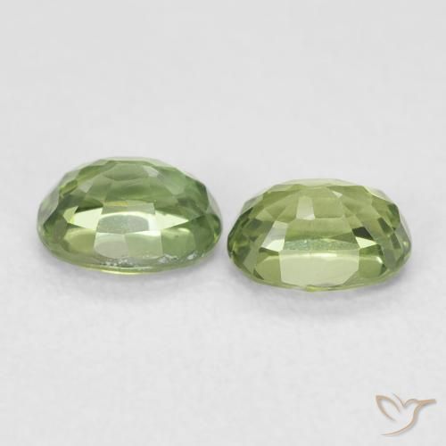 Sapphire Gemstones in 5 x 4 mm (calibrated) Size for Sale, Sapphire Stones in Warm Green Color