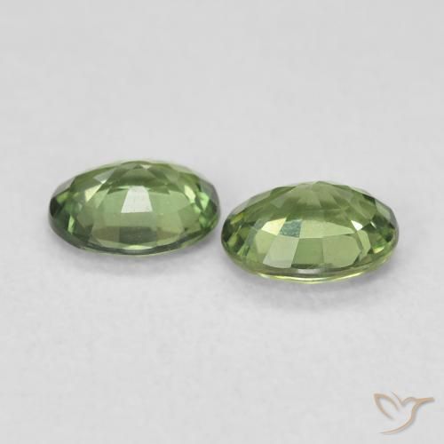 Sapphire Gemstones in 5 x 4 mm (calibrated) Size for Sale, Sapphire Stones in Forest Green Color